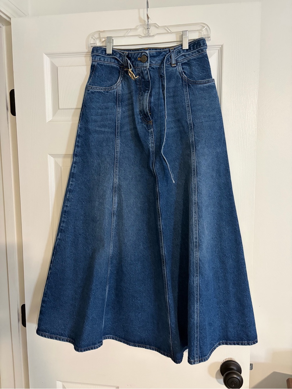 Twinset Milano Dark Blue Denim Midi Skirt A line